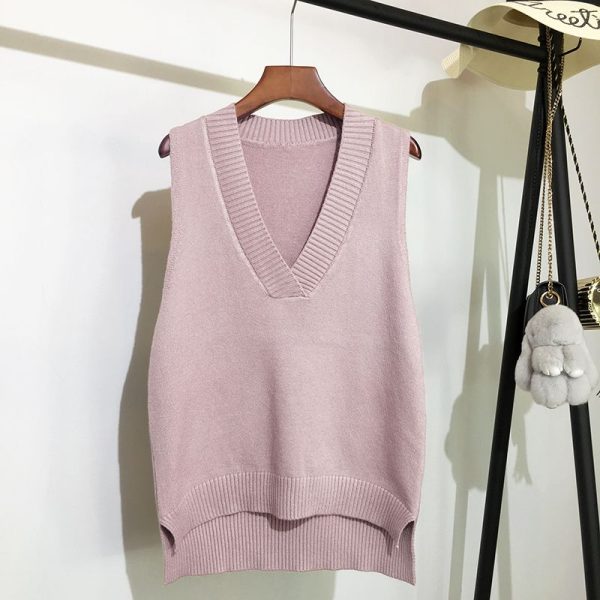 Women's V-Neck Knitted Vest - Image 5